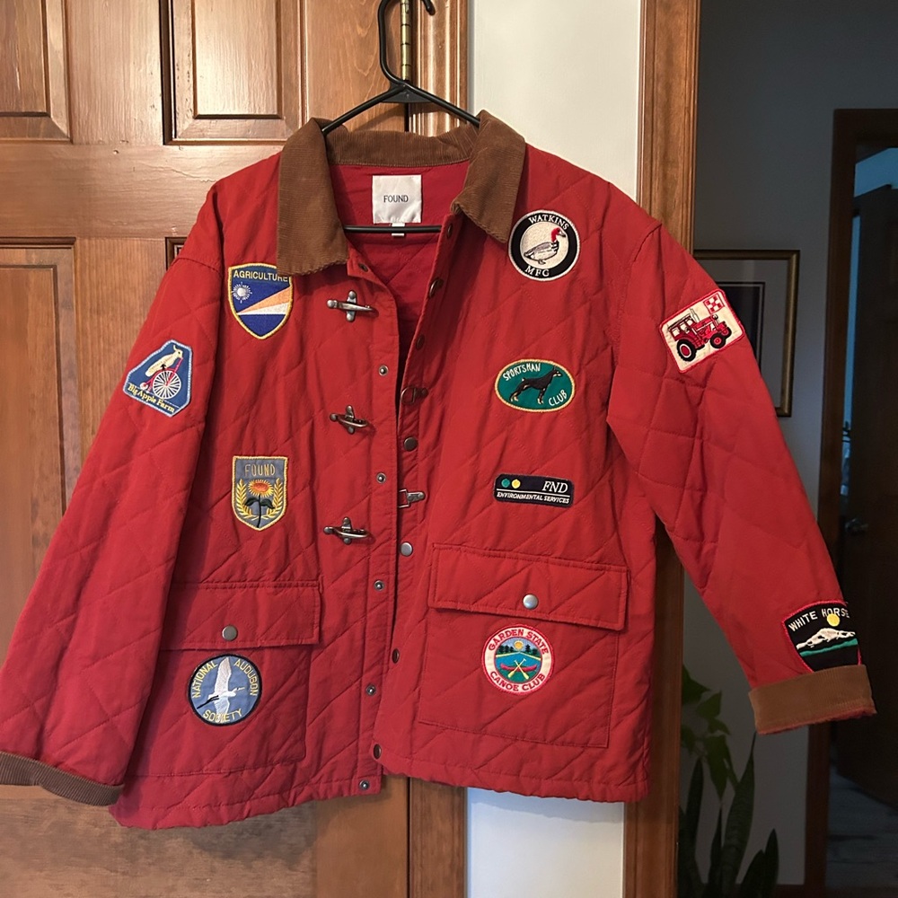 Quilted Red Patchwork Toggle Utility Jacket - image 3